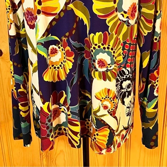 Johnny Was Janie Vibrant Floral Long Sleeve Top Sz-L - Picture 8 of 10